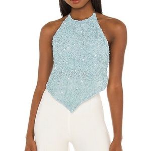 Alice and Olivia Frenchie Sequined Top